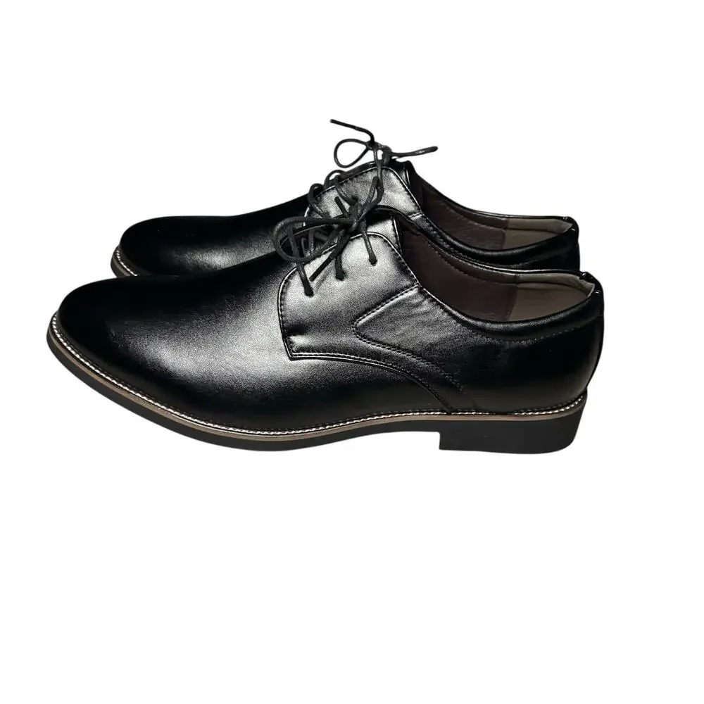 Mens Classic Black Oxford Dress Shoes Lace-Up Faux Leather Formal Shoes Sz 14/15